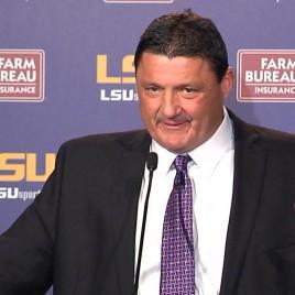 LSU Football Coach Ed Orgeron Speaks at NSU Legends Gala in May