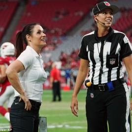Female Pioneers Jen Welter and Sarah Thomas Meet on the Field in the NFL Preseason