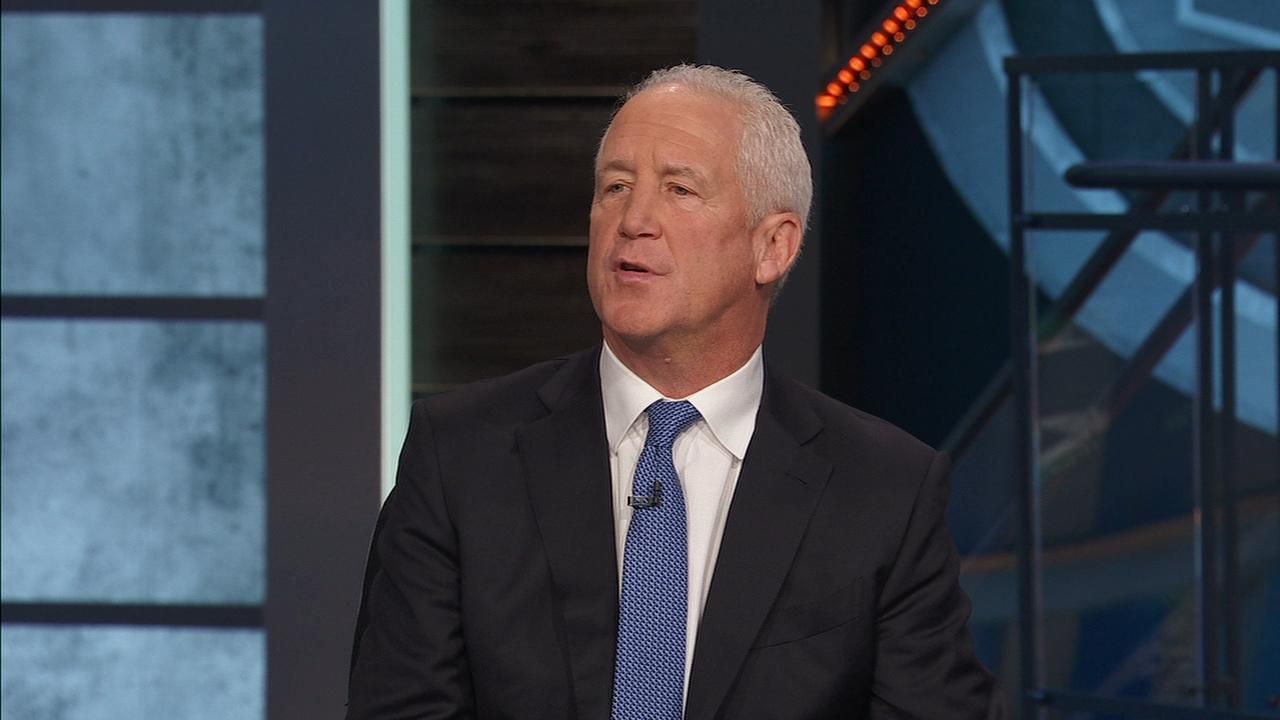 Carolina Panther head coach John Fox watches replay in Jacksonville